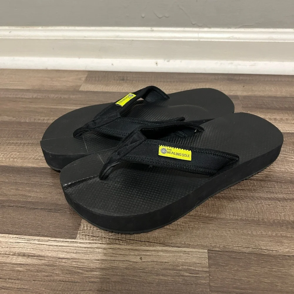 The Healing Sole Flip Flop Sandals Mens 8 Women 9.5 Black Recovery Orthopedic